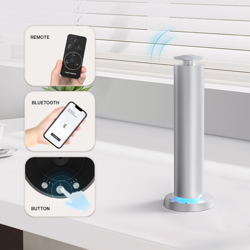 Home Fragrance Oils - Bluetooth-Aroma-Diffusor für Zuhause, Batteriebetrieben, Metallgehäuse, Lufterfrischer